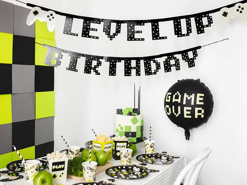 Level up Gamer születésnapi banner - 250 cm - 1 db.