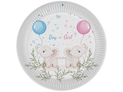Papír tányérok a nemek felfedéséhez Lány vagy fiú? - 18 cm - 6 db.