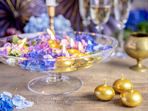 Fémezett lebegő gyertya, 40 mm, arany színű