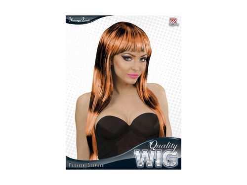 Fekete és narancssárga paróka divatos kiemelésekkel