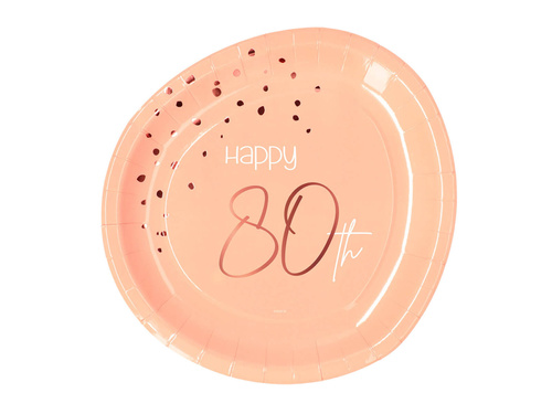 Boldog 80. barackos születésnapot tányérok - 23 cm - 8 db.