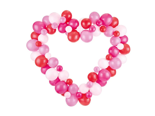 Piros léggömb füzér keretben Szív - 104 elem