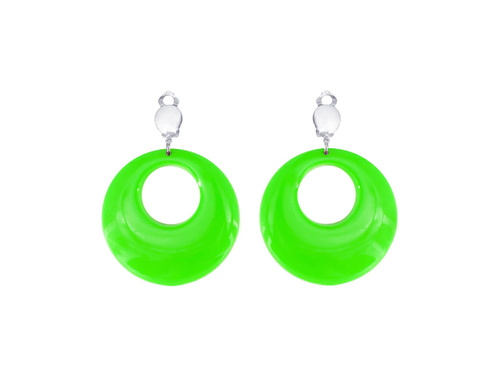 Clip fülbevaló Körök zöld neon