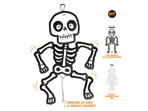 Halloween fali dekoráció Csontváz - 85 cm - 1 db.