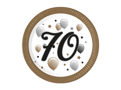 Hetvenedik születésnapi papírtányér - 23 cm - 8 db.