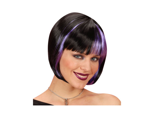 Zoey paróka - fekete, lila színű kiemelésekkel