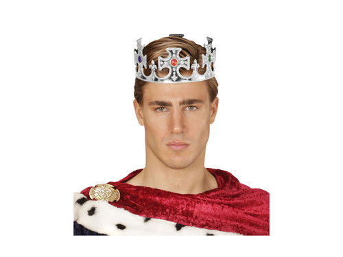 A király ezüst koronája ékszerekkel