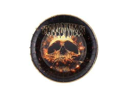 Halloween papírtányérok Koponya - 22,5 cm - 10 db.