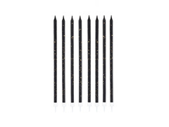 Hosszú fekete és arany születésnapi gyertyák - 15 cm - 8 db.