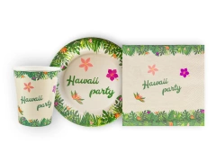 Csészék + szalvéták + papírtányérok Hawaii Party - 44 db.