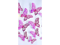 Tükör dekoráció Pillangók rózsaszín 2D - 12 db.