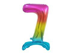 Álló fólialufi 7-es számú szivárványos léggömb - 38 cm