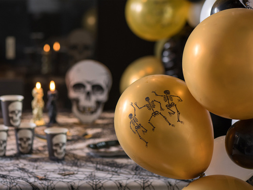 Halloween latex csontváz lufi - 30 cm - 6 db.