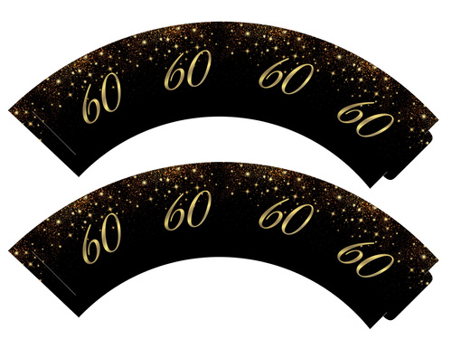 Csillogó cupcake liners hatvanadik születésnapra - 6 db.