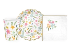Szett poharak + szalvéták + papírtányérok Field Flowers - 22 db.