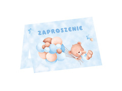 Kék medvék lufis meghívók - 6 db.