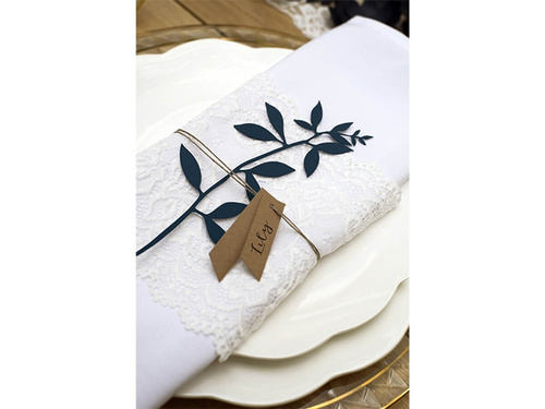 Díszítő gallyak levelekkel tengerészkék - 6 db.