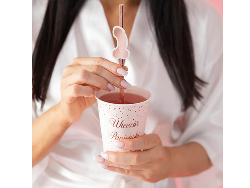 Pénisz szívószálak leánybúcsúra rózsaszín arany - 8 db.