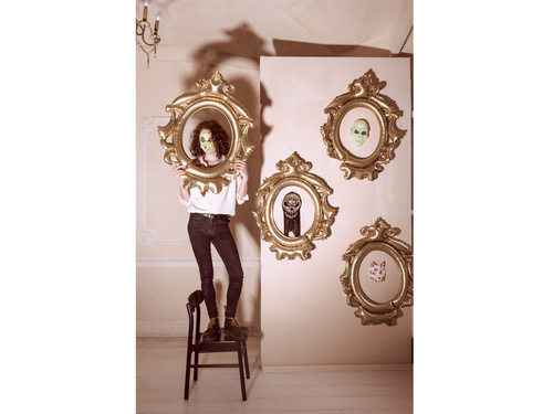 Csuklyás koponya maszk - 18.5x24.5cm - 1 db.