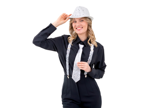 Flitteres nyakkendő - ezüst - 36 cm - 1 db.