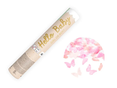 Lány vagy fiú lövőcső? - rózsaszín pillangók - 20 cm - 1 db.