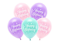 Boldog születésnapot rózsaszín latex lufi készlet - 26 cm - 5 db.