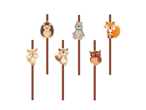 Forest Friends születésnapi szívószálak - 6 db.