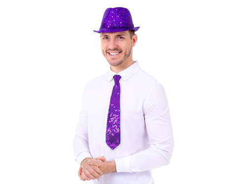 Flitteres nyakkendő - lila - 36 cm - 1 db.