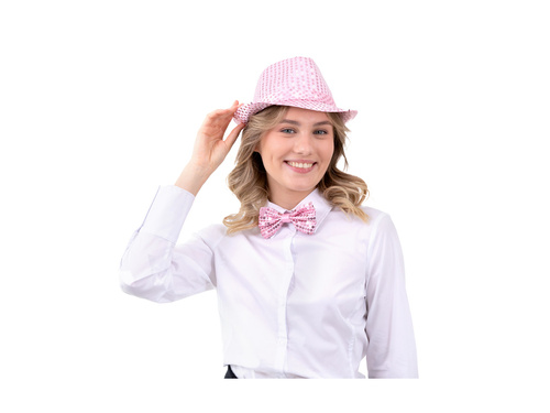 Rózsaszín flitteres csokornyakkendő - 7 x 12 cm - 1 db.