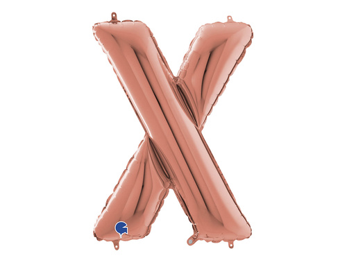 Fólia lufi X betű rózsaszín arany - 66 cm - 1 db.