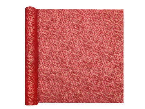 Asztali futó dísz aranyszállal - piros - 36 cm x 2,5 m - 1 db.