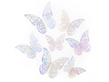 Ezüst holografikus csipke pillangó matricák - 12 db.