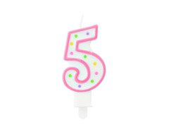 Ötös számú gyertya pöttyökkel - 1 db.