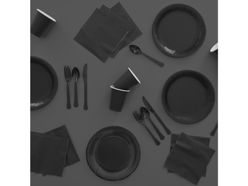 Fekete műanyag evőeszközök - 24 darab.