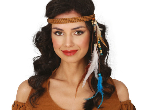 Indiai női fejpánt tollakkal - 1 db.