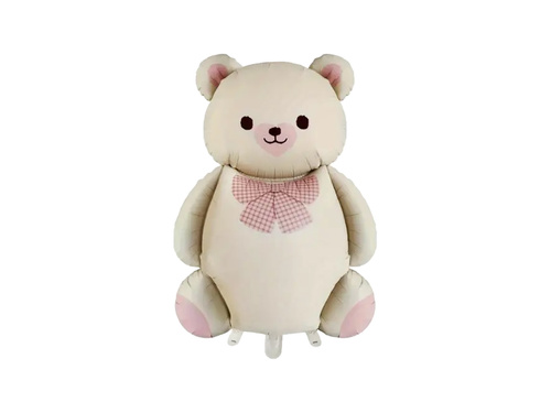 Bézs színű mackó fólialufi - 65x90 cm - 1 db.