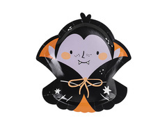 Halloween papírtányér Vámpír Drakula - 23 x 25 cm - 6 db.