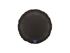 Kerek szatén fekete fóliás lufi - 14" - 1 db.