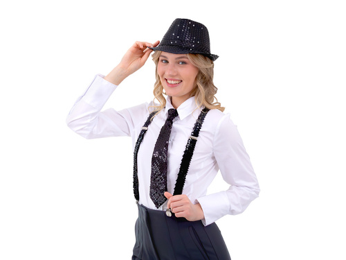 Flitteres nyakkendő - fekete - 36 cm - 1 db.