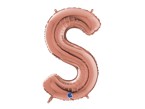 Fólia lufi S betű rózsaszín arany - 66 cm - 1 db.