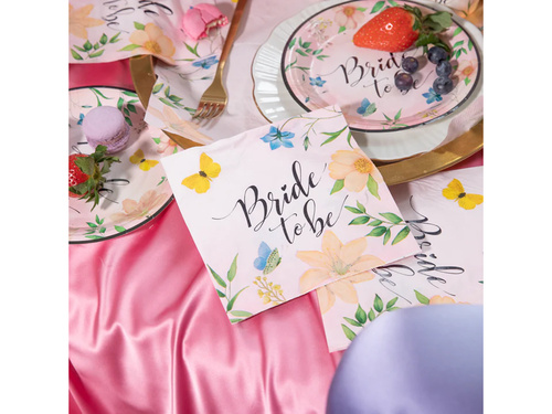 Menyasszonyi virágos papírtányérok leánybúcsúra - 18 cm - 6 db.