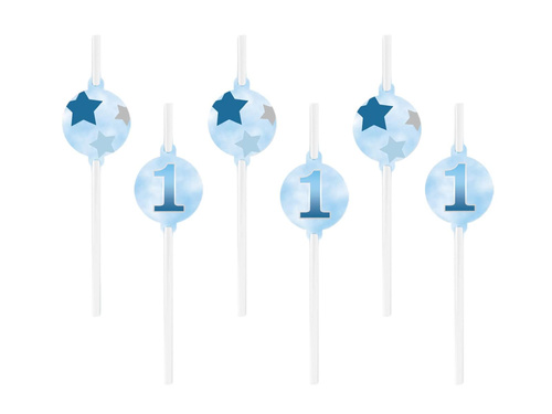 Szívószálak a szülinapi bulira Csillagok kék - 6 db.