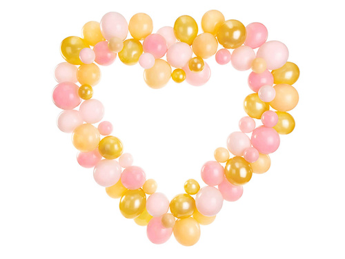 Rózsaarany lufi füzér szív keretben - 104 elem
