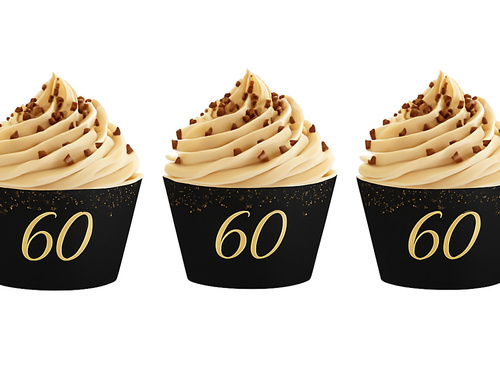 Csillogó cupcake liners hatvanadik születésnapra - 6 db.