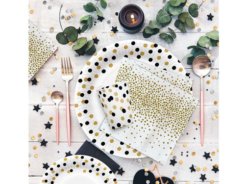 Konfetti papírpoharak arany és fekete - 250 ml - 8 db.