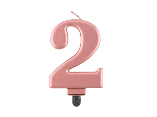 Rózsaarany metál számgyertya - 2 - kettő