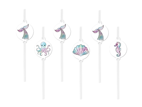 Sellő születésnapi szívószálak - 6 db.