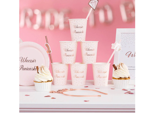 Pénisz szívószálak leánybúcsúra rózsaszín arany - 8 db.