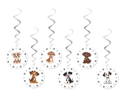 Akasztós dekoráció Születésnapi kutyák - 6 db.