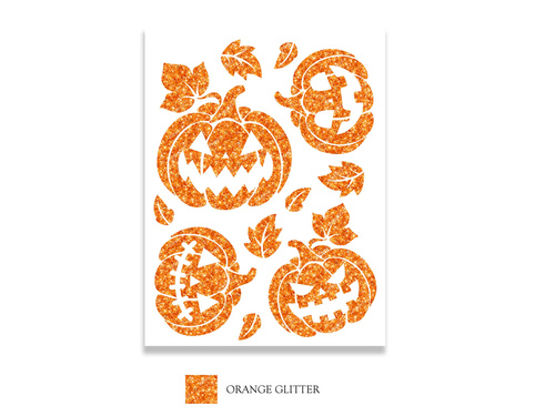 Glitter matricák Halloween sütőtök - 1 db.